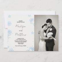 Winter Blue Snows Floral Wedding Einladungen Foto