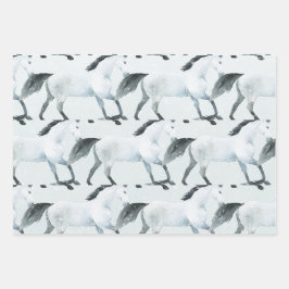 Winter Blue Snowy White Horse Geschenkpapier Set