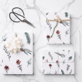 Winter Blue Spruce & Mulled Berries White Geschenkpapier Set