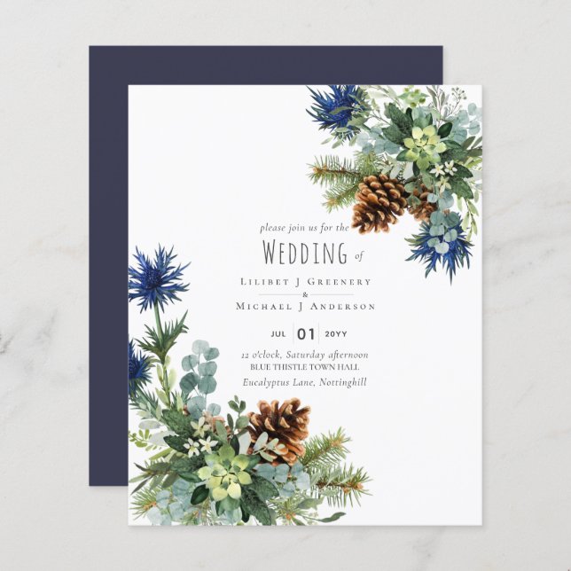 Winter Blue Thistle Eucalyptus Wedding Wonderland (Vorne/Hinten)
