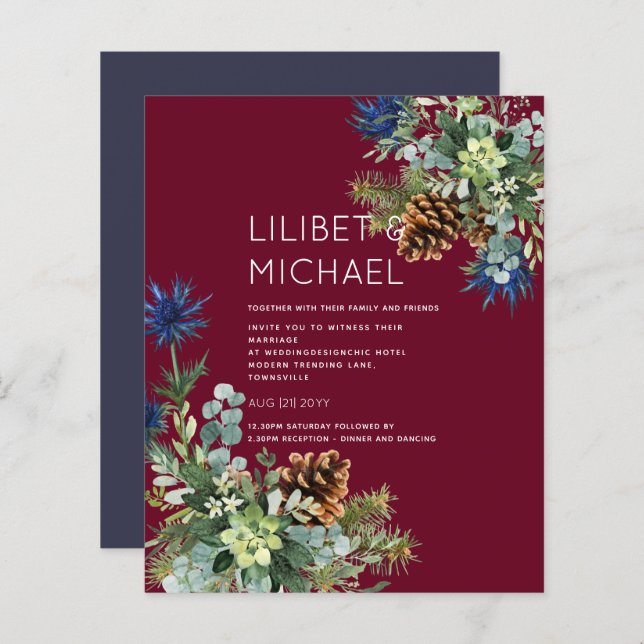 Winter Blue Thistle Eucalyptus Wedding Wonderland (Vorne/Hinten)