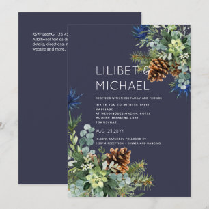 Winter Blue Thistle Eucalyptus Wedding Wonderland Einladung