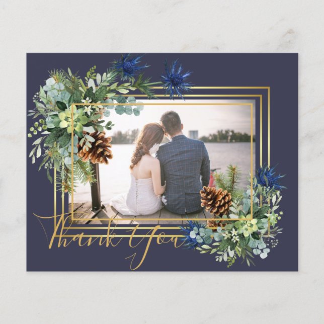 Winter Blue Thistle Eucalyptus Wedding Wonderland Flyer (Vorne)