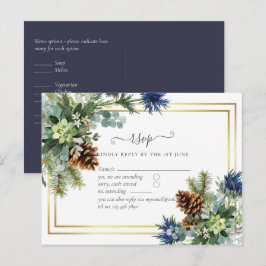 Winter Blue Thistle Eucalyptus Wedding Wonderland Postkarte