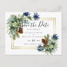 Winter Blue Thistle Eucalyptus Wedding Wonderland Postkarte
