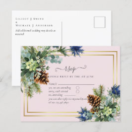 Winter Blue Thistle Eucalyptus Wedding Wonderland Postkarte
