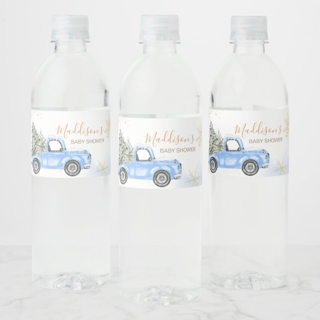 Winter Blue Truck Baby Dusche (Flaschen)