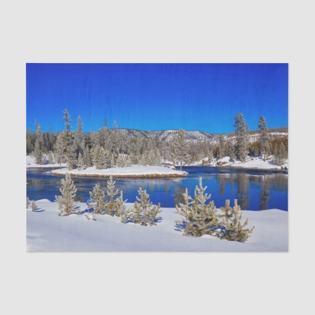 Winter Blue Water Snow Stream Foto Seidenpapier (Vorderseite)