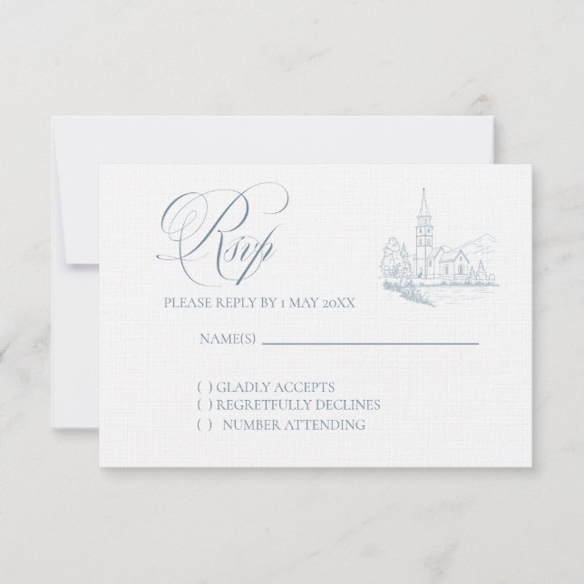 Winter Blue Wedding RSVP card (Vorderseite)