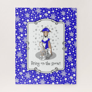 Winter Blue Whippet Snow Scarf - Fawn & white Nied