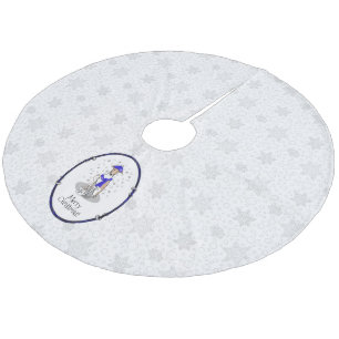 Winter Blue Whippet Snow Scarf - Fawn & white Nied Fleece Weihnachtsbaumdecke