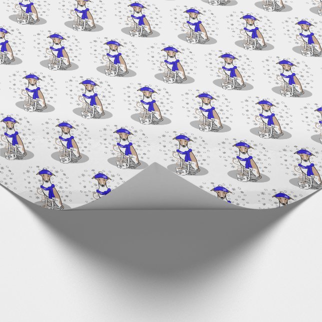Winter Blue Whippet Snow Scarf - Fawn & white Nied Geschenkpapier (Ecke)