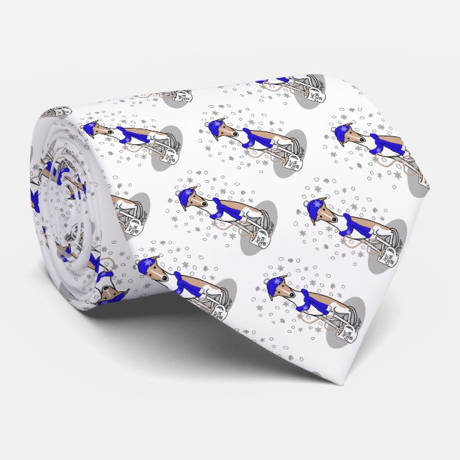 Winter Blue Whippet Snow Scarf - Fawn & white Nied Krawatte (Gerollt)
