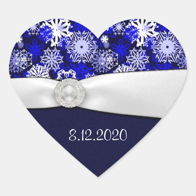 Winter Blue & White Snowflake Umschlag Aufkleber (Vorderseite)