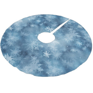 Winter Blue White Snowflakes Weihnachten Polyester Weihnachtsbaumdecke