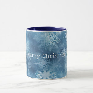 Winter Blue White Snowflakes Weihnachten Tasse