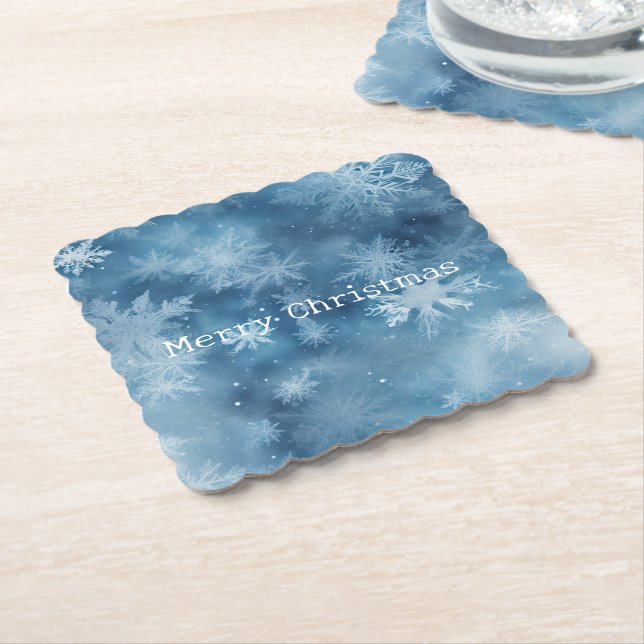 Winter Blue White Snowflakes Weihnachten Untersetzer (angewinkelt)