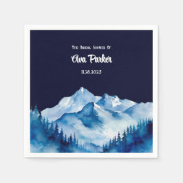 Winter Blue White Snowy Mountains Brautparty Serviette
