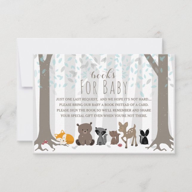 Winter Blue Woodland Animal Family Book Anfrage Einladung (Vorderseite)