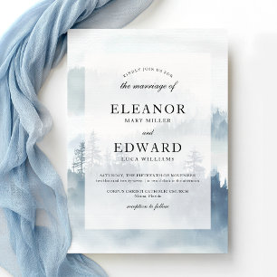 Winter Blue Woodland Wedding Einladung