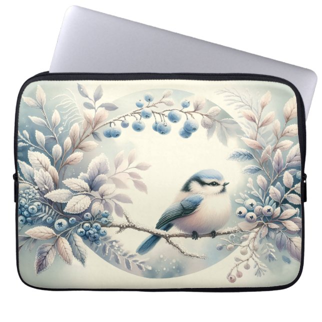 Winter Bluebird Berry Wreath Laptopschutzhülle (Vorderseite)