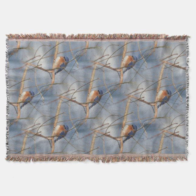 Winter Bluebird Nature Art Pattern Decke (Vorderseite)