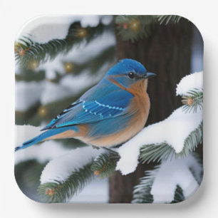 Winter Bluebird Pappteller