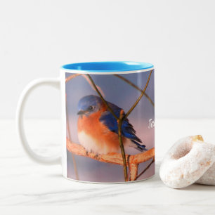 Winter Bluebird Tier Personalisiert Zweifarbige Tasse