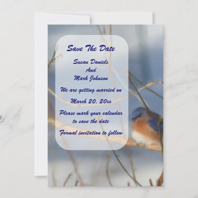 Winter Bluebird Wedding Save The Date (Vorderseite)