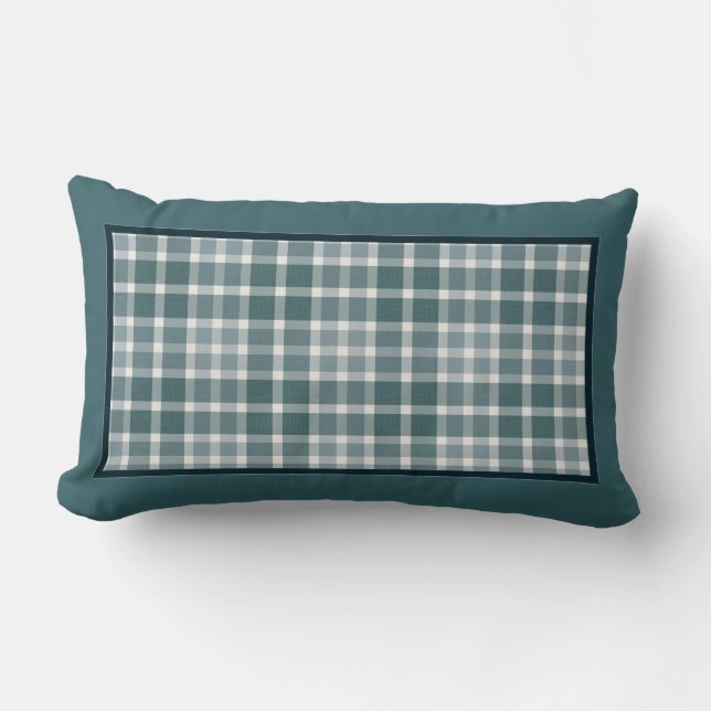 Winter-Blues Kariert-Throw-Kissen Lendenkissen (Vorderseite)