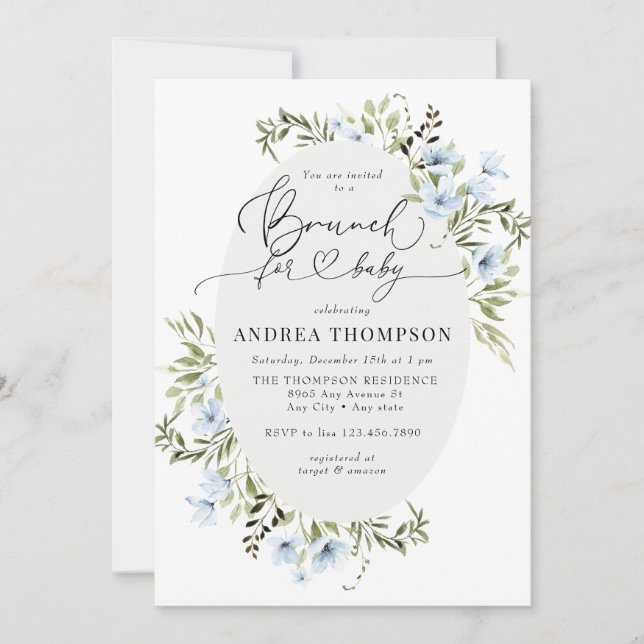 Winter-Blume | Baby Brunch Einladung (Vorderseite)