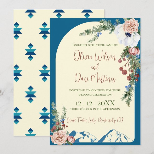 Winter-Blume Hochzeiten Einladung (Vorne/Hinten)