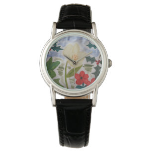 Winter Blume & Holly Armbanduhr