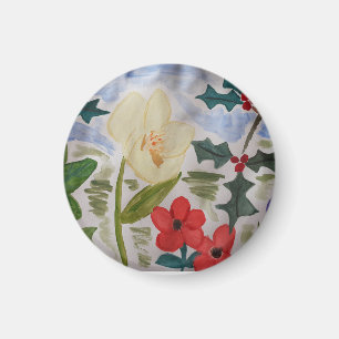 Winter Blume & Holly Magnet