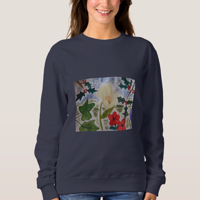 Winter Blume & Holly Sweatshirt (Vorderseite)