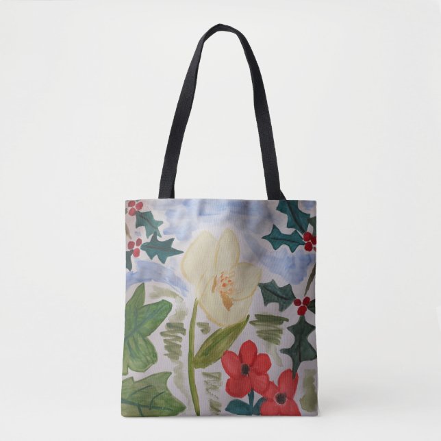 Winter Blume & Holly Tasche (Vorderseite)