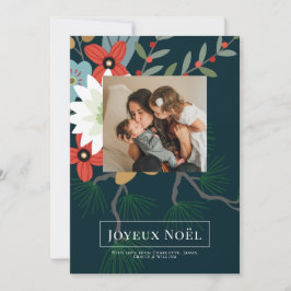 Winter Blume Joyeux Noël Elegante Weihnachtskarte Einladung