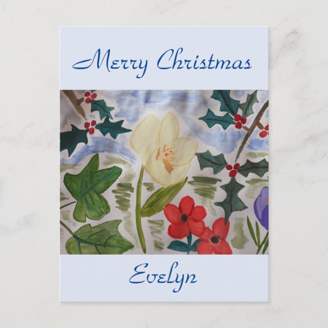 Winter Blume & Weihnachten Postkarte (Vorderseite)