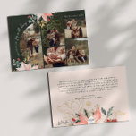 Winter-Blumenarche Freude in allen Dingen fünf Fot Feiertagskarte<br><div class="desc">Diese winterliche, blumengeschmückte 5-Foto-Urlaubskarte besticht durch ein skurriles und elegantes Design mit lebhaften Aquarellbildern von roten und rosa Poinsettien und zartem Wintergarten. Die farbenfrohe Farbpalette der Karte mit ihren rostigen Rose- und Goldakzenten verleiht einer modernen Urlaubssästhetik mit schicken botanischen Elementen wie Pinien, Heiligenbeeren und Winterbeeren eine boho-Touch. Dieses festliche Dezember-Design...</div>