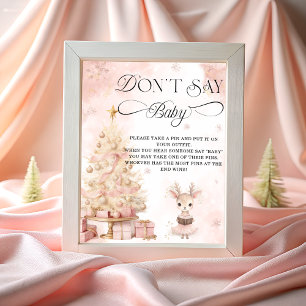 Winter Blush Pink Deer Say Baby Game nicht Poster