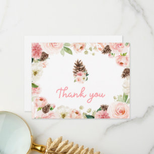 Winter-Blush-Pink-Floral-Baby-Shower Dankeskarte