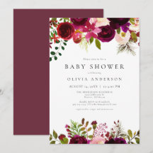 Winter Bohemisch Burgundy Bloral Baby Dusche