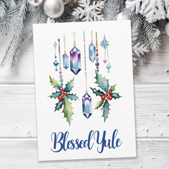 Winter Boho Blue Crystals & Holly Weihnachten Sols Karte (Von Creator hochgeladen)