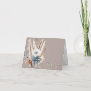 Winter Boho Floral Wedding Beige Dankeskarte
