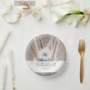 Winter Boho Floral Wedding Beige Pappteller