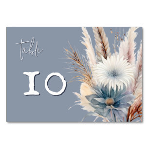 Winter Boho Floral Wedding Blau Tischnummer