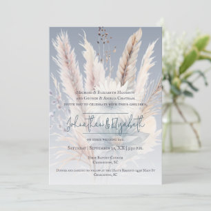 Winter Boho Floral Wedding   Blaue Einladung