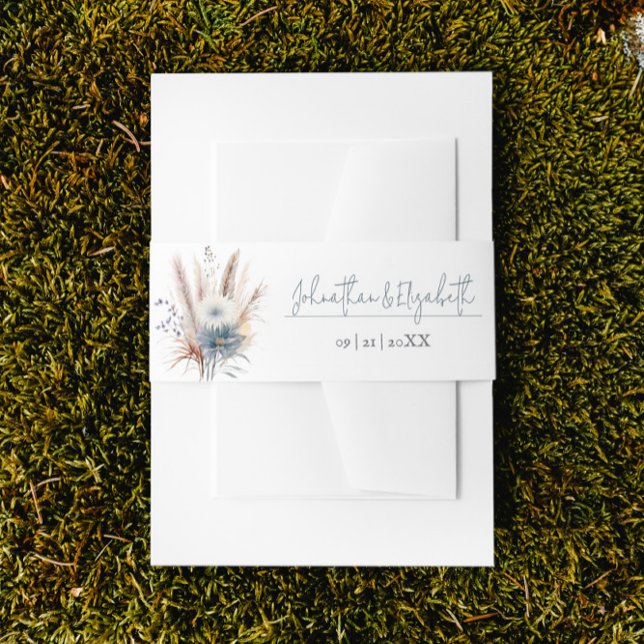 Winter Boho Floral Wedding | Weiß Einladungsbanderole (White Winter Boho Floral Wedding Invitation Belly Band)