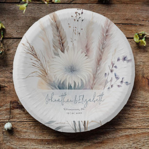 Winter Boho Floral Wedding   Weiß Pappteller