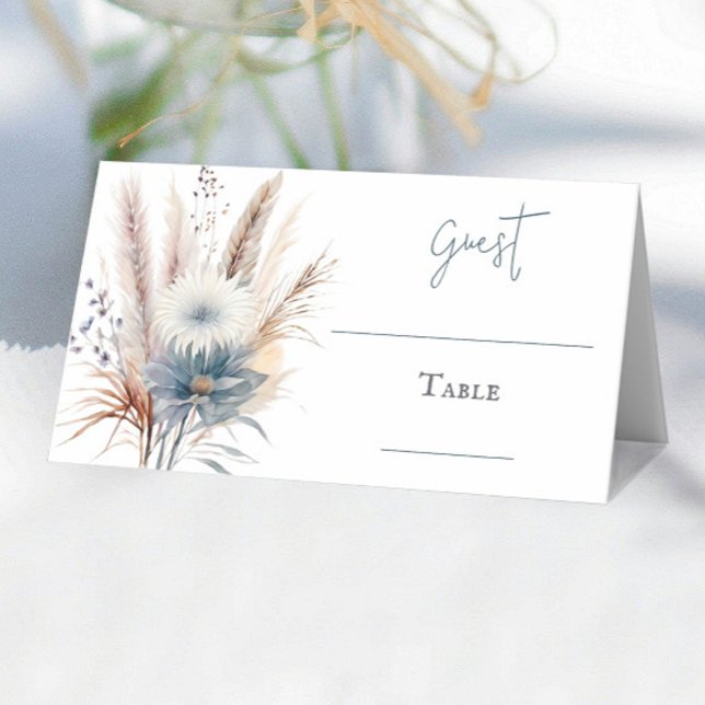 Winter Boho Floral Wedding | Weiß Platzkarte (White Winter Boho Floral Wedding Place Card)